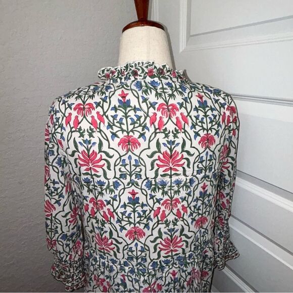 CHARLEE Floral Print Ruffle Collar Boho Tunic Dress - Picture 4 of 12